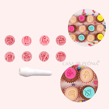 Kit Carimbos Flork Para Doces - Rosa