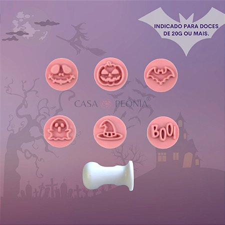 Kit Carimbos 2cm Halloween Para Doces - Rosa