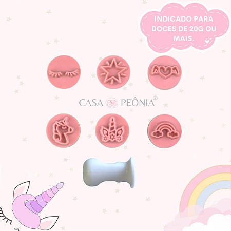 Kit Carimbos 2cm Unicórnio Para Doces - Rosa