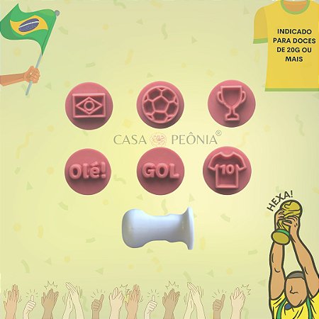Kit Carimbos 2cm Futebol Para Doces - Rosa