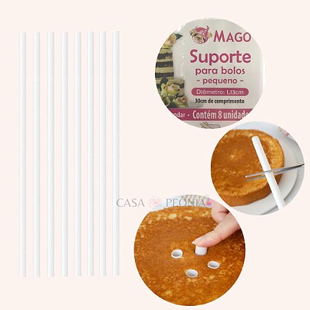 Cano de Sustentação Fino Suporte Para Bolos de Andar 30cm - 8 Unidades