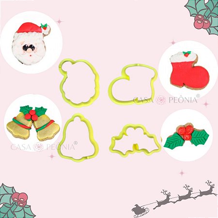 Kit Cortador de Natal 2 Biscoito Pasta Americana Biscuit - 4 Peças