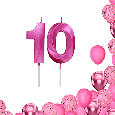 2 Velas De Aniversário Rosa Pink Idade Número Design