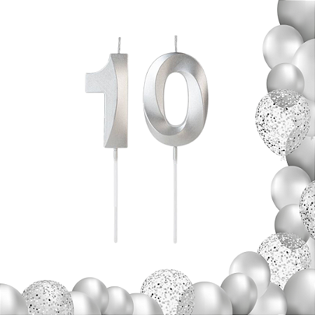 2 Velas De Aniversário Prata Idade Número Design