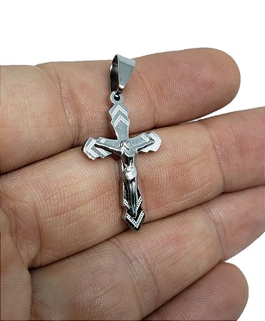 Pingente crucifixo em aço tamanho pequeno 3cm