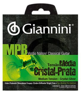 Encordoamento Giannini Violão Nylon MPB Cristal Prata - Média Sem Bolinha