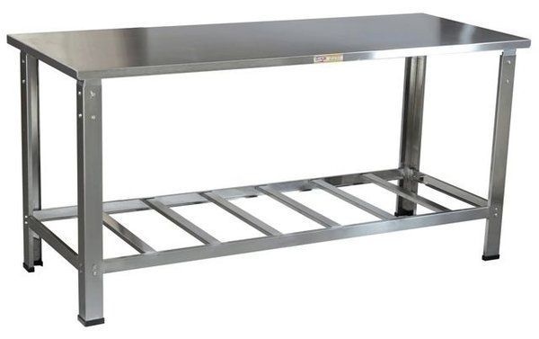 Mesa Toda Em Aço Inox 0,55 x 0,55 com Prateleira