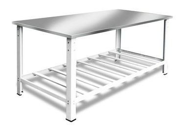 MESA COM TAMPO EM INOX 160 X 060 X 080 COM PANELEIRO