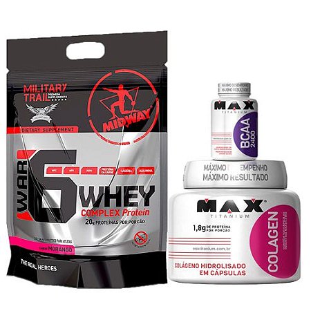 WHEY WAR 6 COMPLEX PROTEIN 900G + COLAGEN 100Caps + Bcaa 2400 200Caps