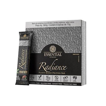 BARRA PROTÉICA VEGANA RADIANCE NIBS DE CACAO 8 UNIDADES 70g