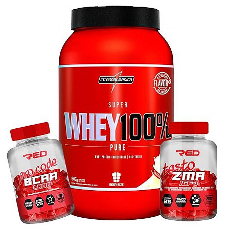 WHEY 100% 907g + BCAA PRO CODE RED SERIES + ZMA RED SERIES