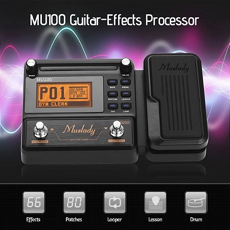 Pedaleira Para Guitarra Elétrica Multi-Efeitos Muslady Mu100 - American