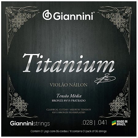 Jogo De Cordas Para Violão Nylon Giannini Titanium Media