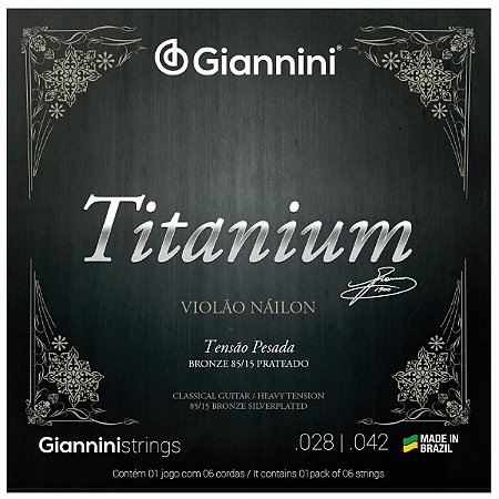 Jogo De Cordas Para Violão Nylon Giannini Titanium Pesada