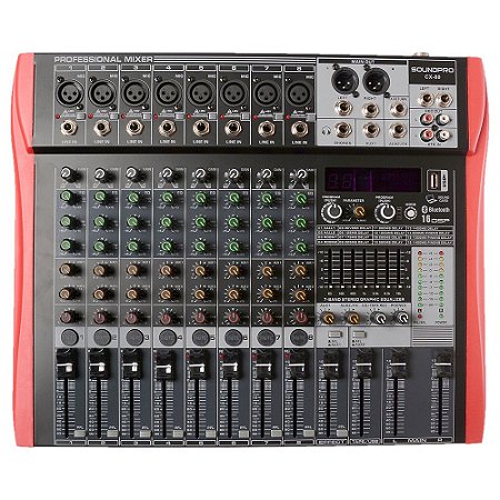 Mesa De Som Mixer SoundPro Profissional Com 8 Canais CX-80