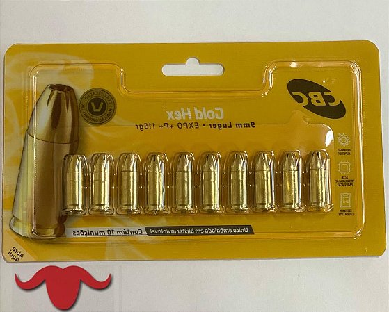 MUNIÇÃO CBC GOLD HEX 9MM LUGER EXPO +P+ 115GR