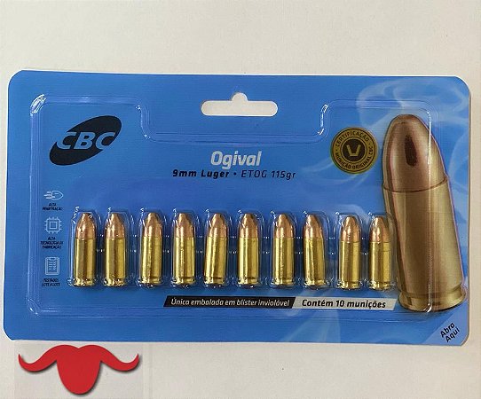 MUNIÇÃO CBC 9MM ETOG 115GR OGIVAL