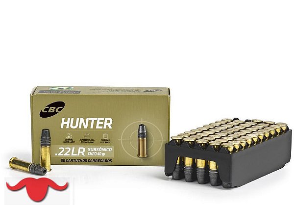 MUNIÇÃO CBC .22 LR HUNTER SUBSÔNICA CHPO 40GR