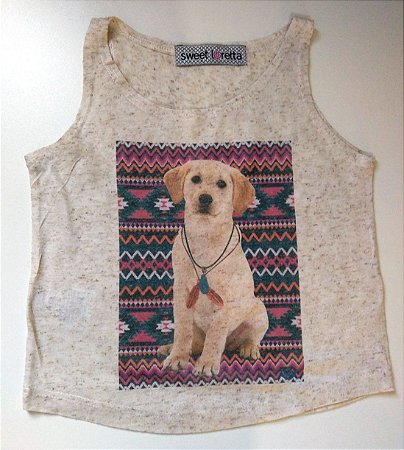 Camiseta Regata Infantil com Estampa de Cachorro da Raça Labrador