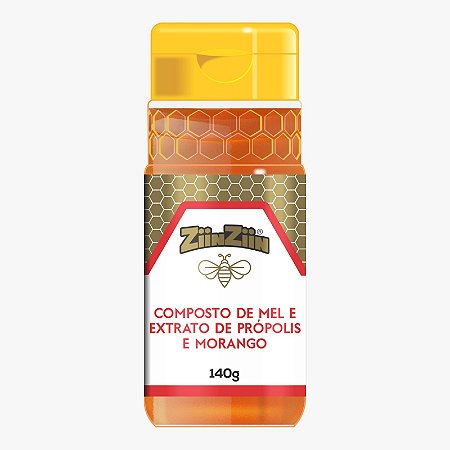 MEL COMPOSTO COM EXTRATO DE PRÓPOLIS SABOR MORANGO