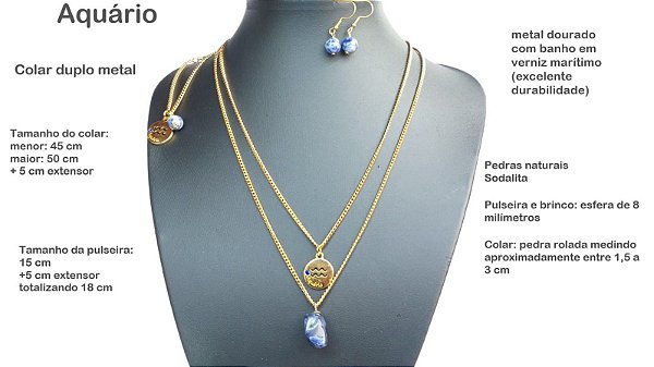 Conjunto Metal Signos (brinco, colar e pulseira) | Santa Palha