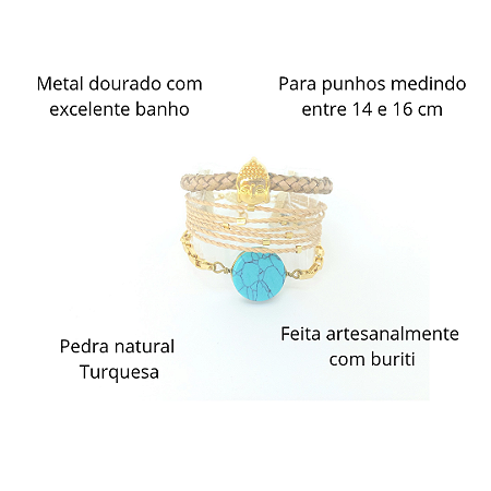 Maxi Pulseira Turquesa e Buda | Santa Palha