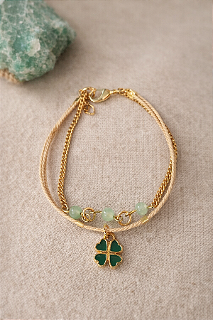 Pulseira Cura emocional (Palha+Quartzo verde)