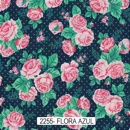 TECIDO FLORAL AZUL - ½ METRO