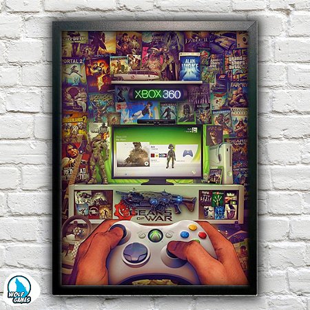 Quadro Poster C.moldura Exclusivo Controle Xbox 360.