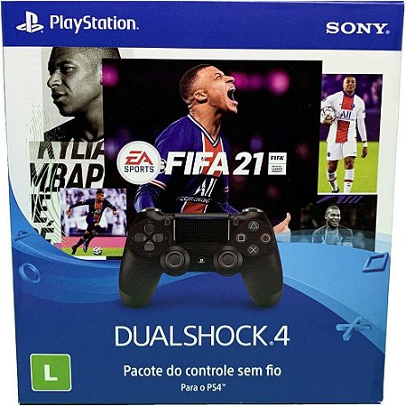Controle Sony Dualshock 4 Preto sem fio + Voucher Fifa 21 Ultimate