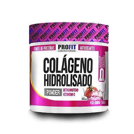 COLÁGENO HIDROLISADO - MORANGO - 150 GRAMAS - PROFIT LABORATÓRIOS