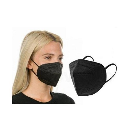 Kit 10 Máscaras KN95 Preto Proteção Cirúrgica Lyrios Med