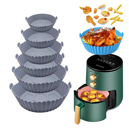 Jogo de Cestas 6 Formas de Silicone para Air Fryer