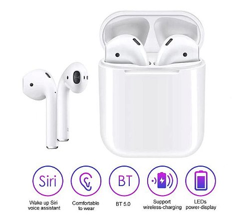 TWS BT I I-11 -Fone de Ouvido Sem Fio Fones de Ouvido com Cancelamento de  Ruído Fone de Ouvido Compatível com i-phone 11 / pro / max com Caixa de  Carregamento -