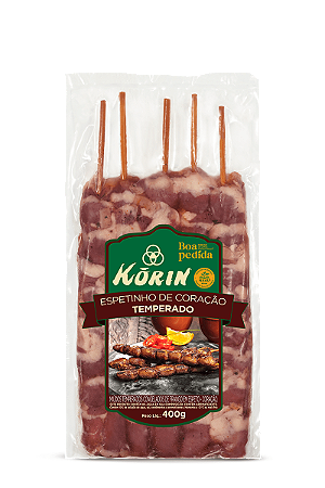 ESPETINHO DE CORAÇÃO TEMPERADO - KORIN - 400g