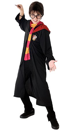 Fantasia Harry Potter Infantil Luxo Roupa Oficial com Sobretudo Cachecol e Óculos