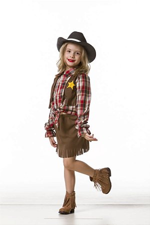 Fantasia Cowgirl Country Rodeio Infantil - 7 Artes BrinQ Fantasias