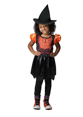 Fantasia Halloween Bruxinha Sabrina Infantil Vestido Bruxa