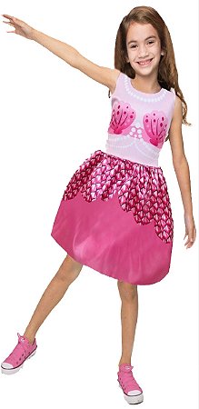 Fantasia Sereia Pink Infantil Vestido com Alças - Extra Festas