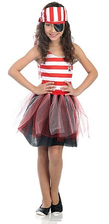 Fantasia Infantil Menina Pirata Roupa Carnaval + Acessórios
