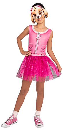 Fantasia Skye Patrulha Canina Infantil com Máscara Oficial