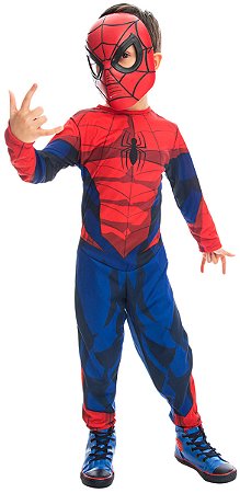 Fantasia Homem Aranha Infantil Luxo Vingadores + Máscara