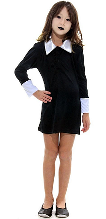 Fantasia Vandinha Vestido Wandinha Infantil Halloween Menina