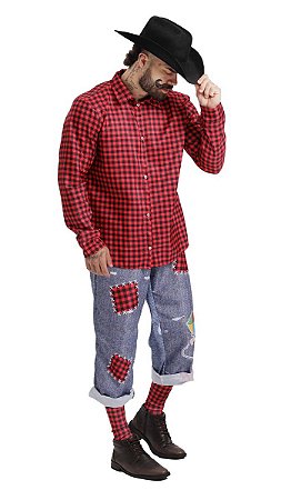 Camisa Xadrez Vermelha Masculina Adulto Festa Junina SãoJoão