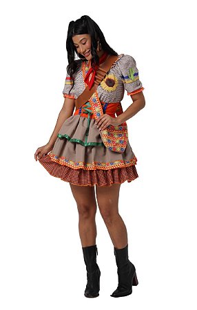 Fantasia Conjunto Festa Junina Caipira Xadrez Saia E Blusa