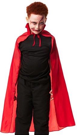 Capa de vampiro infantil com colete e gola alta para crianças preto e  vermelho Drácula fantasia de Halloween vestido de carnaval, Black , Red,  152 (11-12 Years)