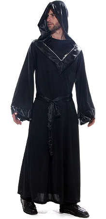 Fantasia Halloween Feiticeiro Adulto Bruxo Mago Masculino