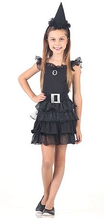 Fantasia Bruxa Adulta Halloween Feminina Vestido Curto Luxo - 7 Artes BrinQ  Fantasias