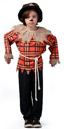 Fantasia Halloween Espantalho Infantil Menino Com Chapéu