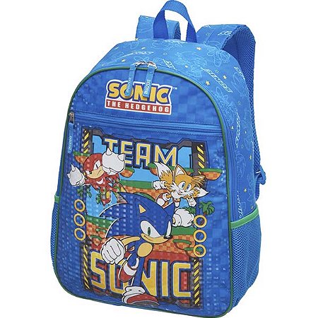 Mochila Escolar Infantil Meninos Super Sonic o Ouriço Azul e Seus